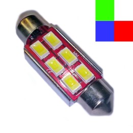 Ampoule navette à led bleu 36 mm – 6 LEDs – 24V