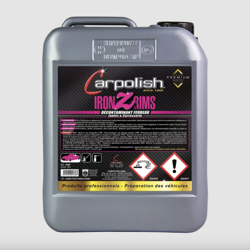 Décontaminant Ferreux Jantes & Vernis Iron Z Rims, CARPOLISH (5L)
